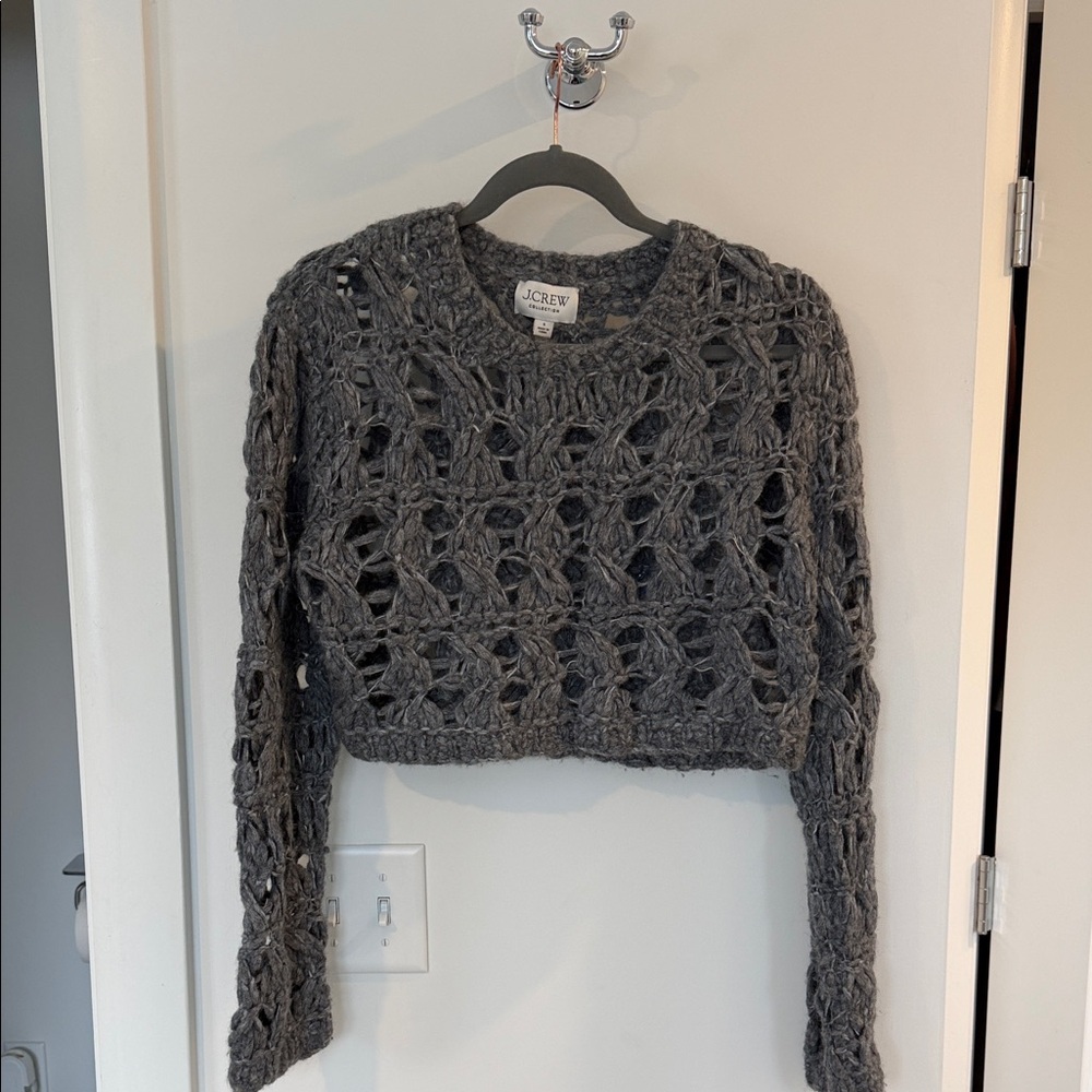 J. Crew Charcoal Open-Knit Sweater